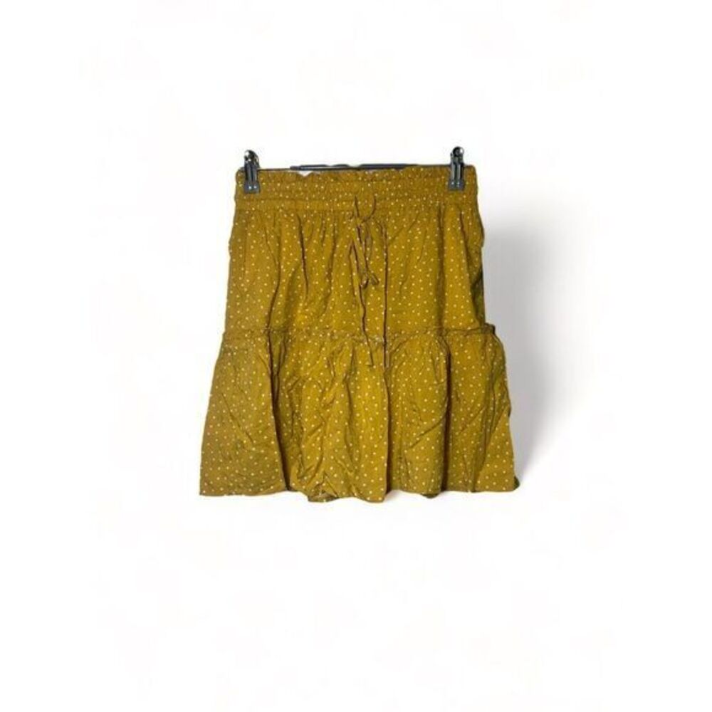 Lulu's Women S Yellow Tiered Ruffle Polka Dot Elastic Drawstring Mini Skirt